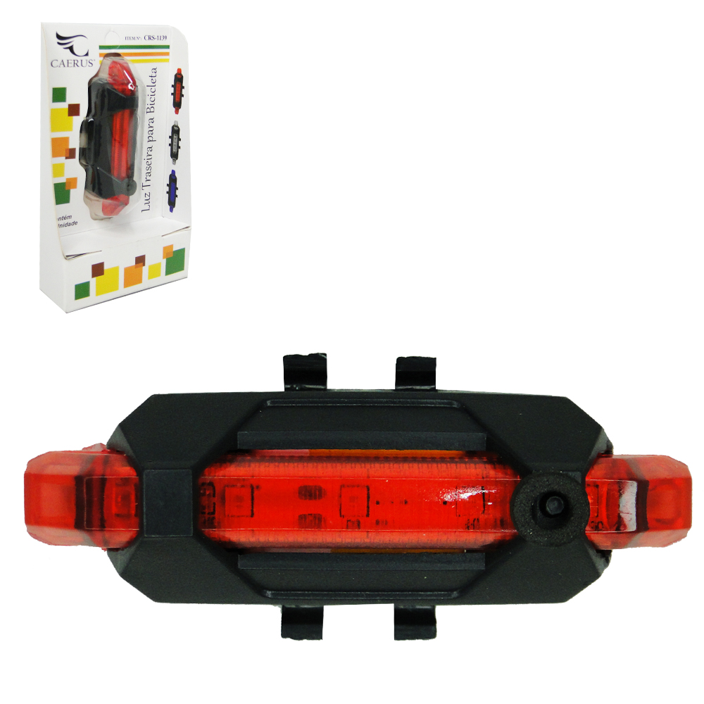 LANTERNA TRASEIRA PARA BICICLETA RECARREGAVEL COLORS COM 5 LEDS + CABO USB 