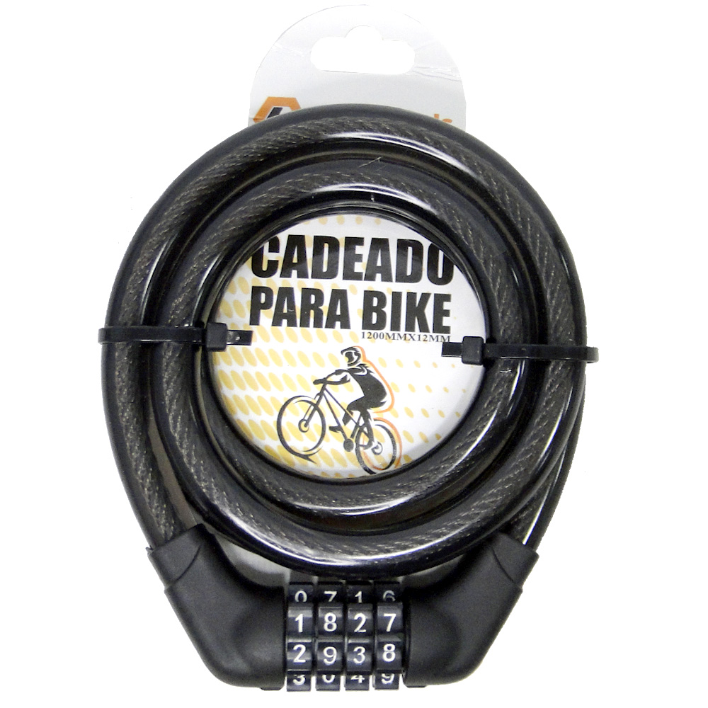 CADEADO TRAVA DE BICICLETA / MOTO COM SEGREDO COLORS 120CMX12MM