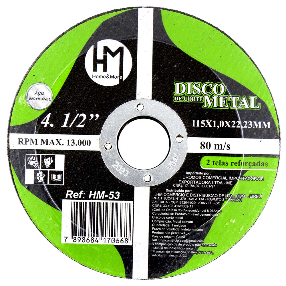 DISCO / SERRA CIRCULAR DE CORTE PARA METAL / INOX 4½ '' 115X22,2X1MM 
