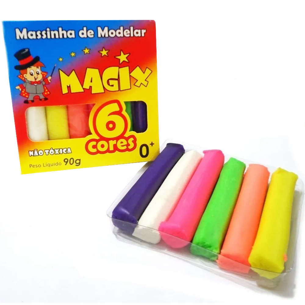 MASSINHA DE MODELAR COM 6 CORES 90G