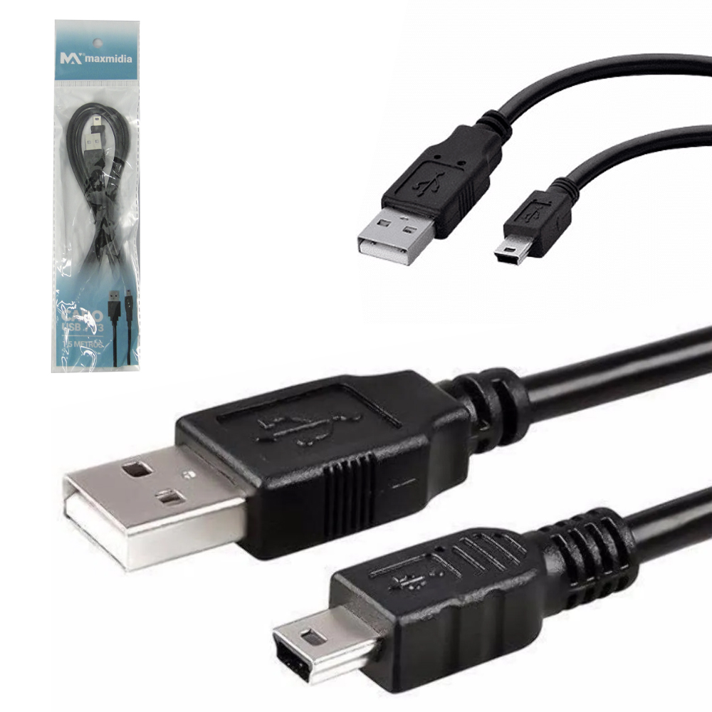 CABO PARA CELULAR USB X MINI USB MACHO V3 2.0 MAXMIDIA 1,5 M 
