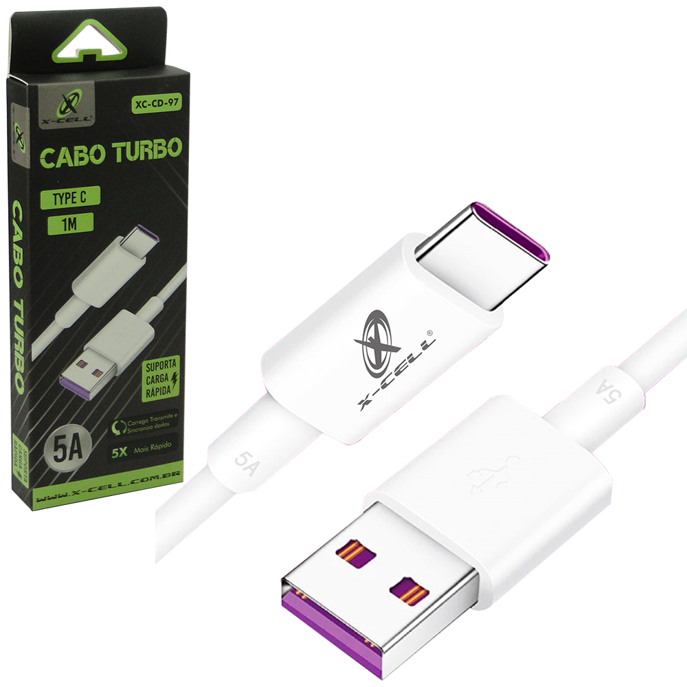 CABO PARA CELULAR TURBO USB X TIPO C 5A X-CELL 1M
