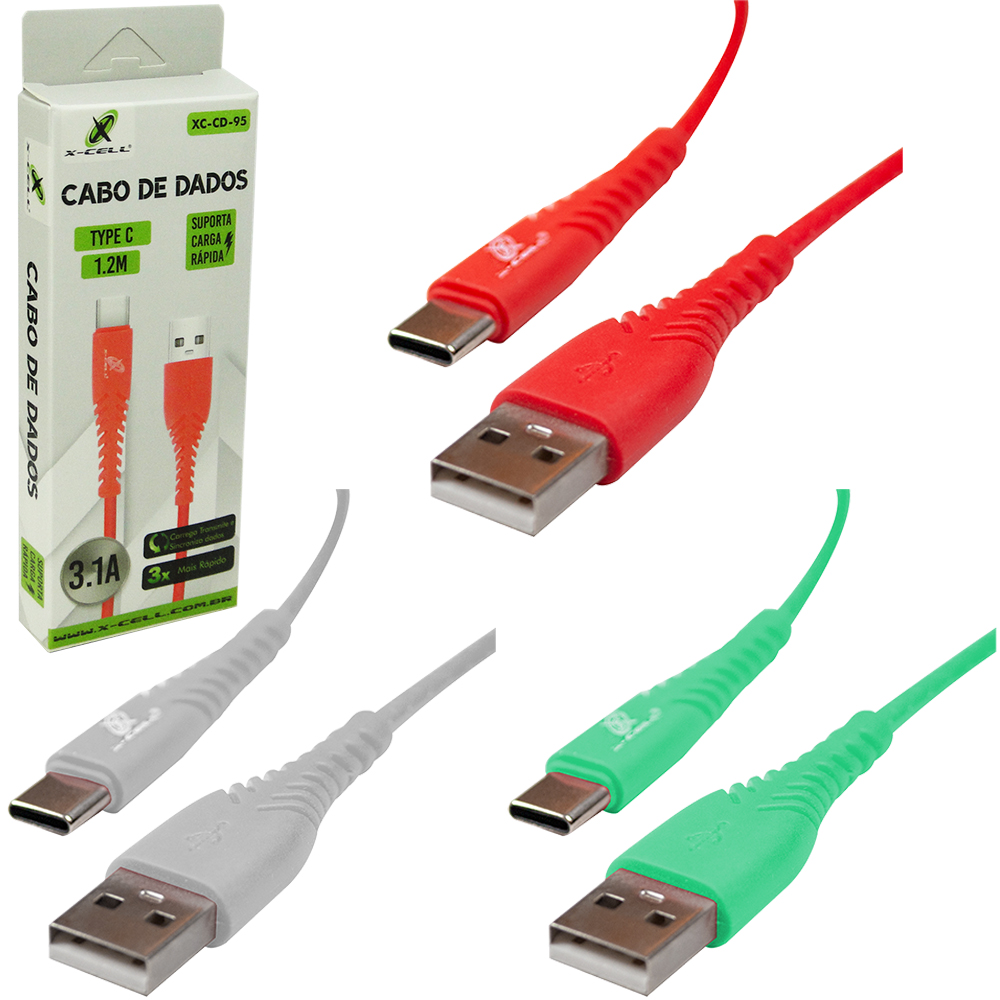 CABO PARA CELULAR TURBO USB X TIPO C 3,1A X-CELL 1,2M