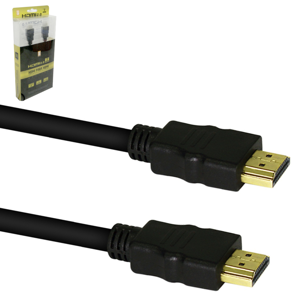 CABO HDMI X HDMI COM SUPORTE 4K E ETHERNET 2.0 3M NA CAIXA 